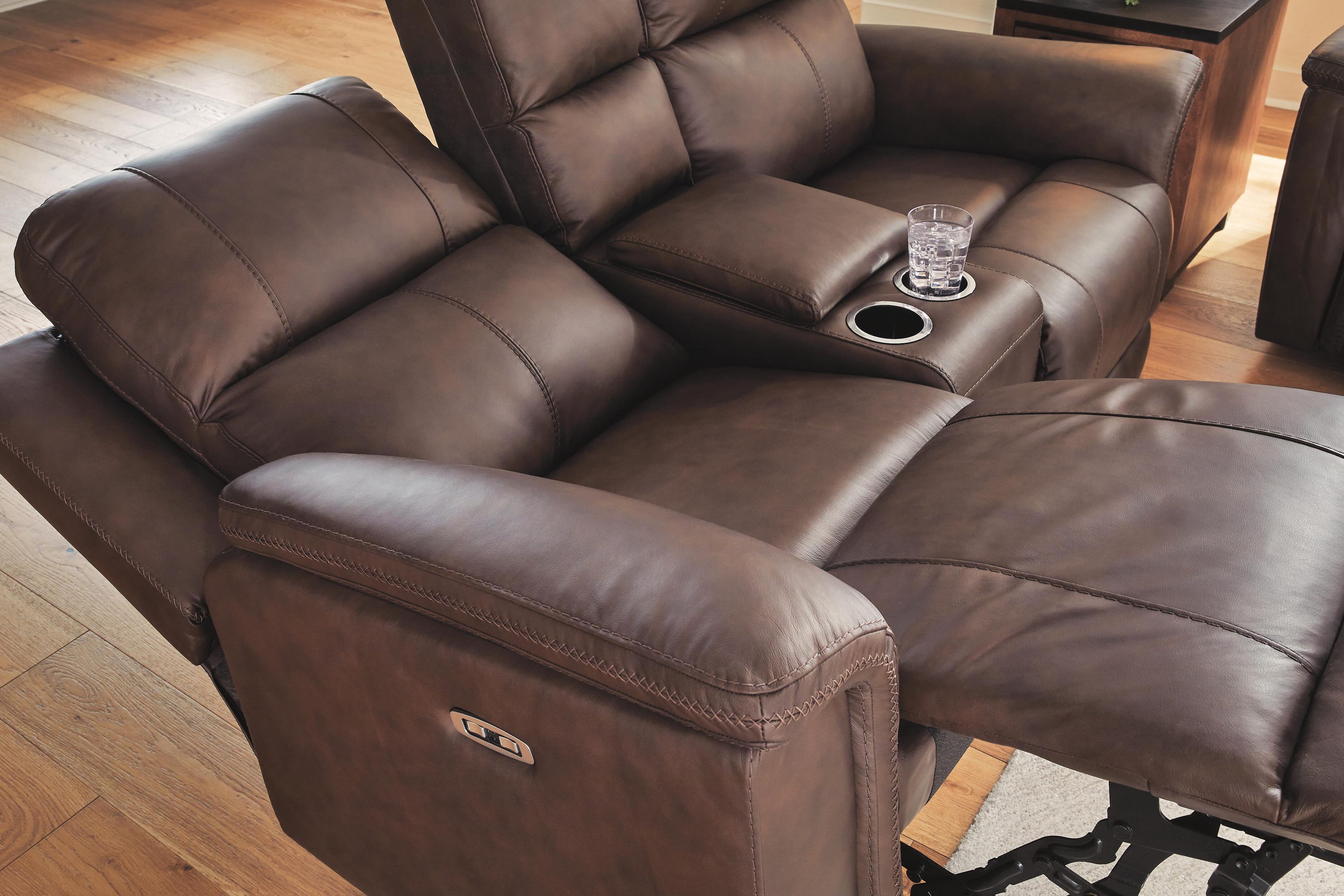 Bleckley Beryton Leather Dual Power Reclining Sofa and Loveseat Set