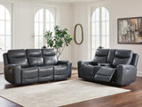 Bexhurst Momentum Moves Dual Power Reclining Leather Sofa and Loveseat Set