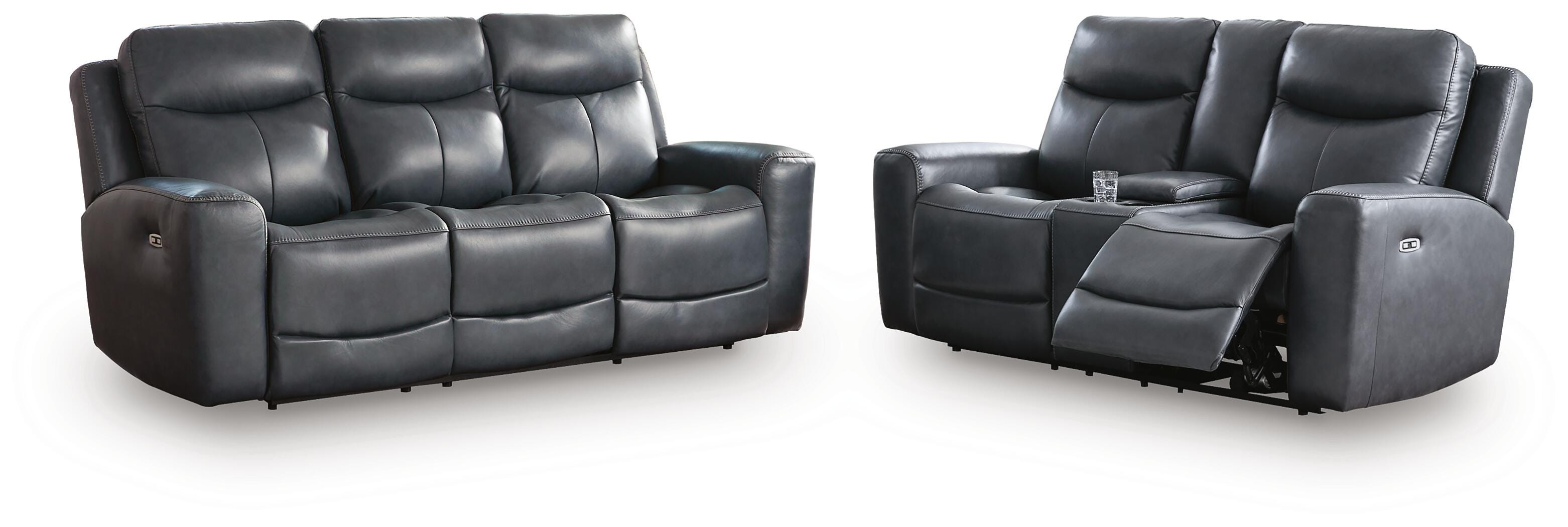 Bexhurst Momentum Moves Dual Power Reclining Leather Sofa and Loveseat Set