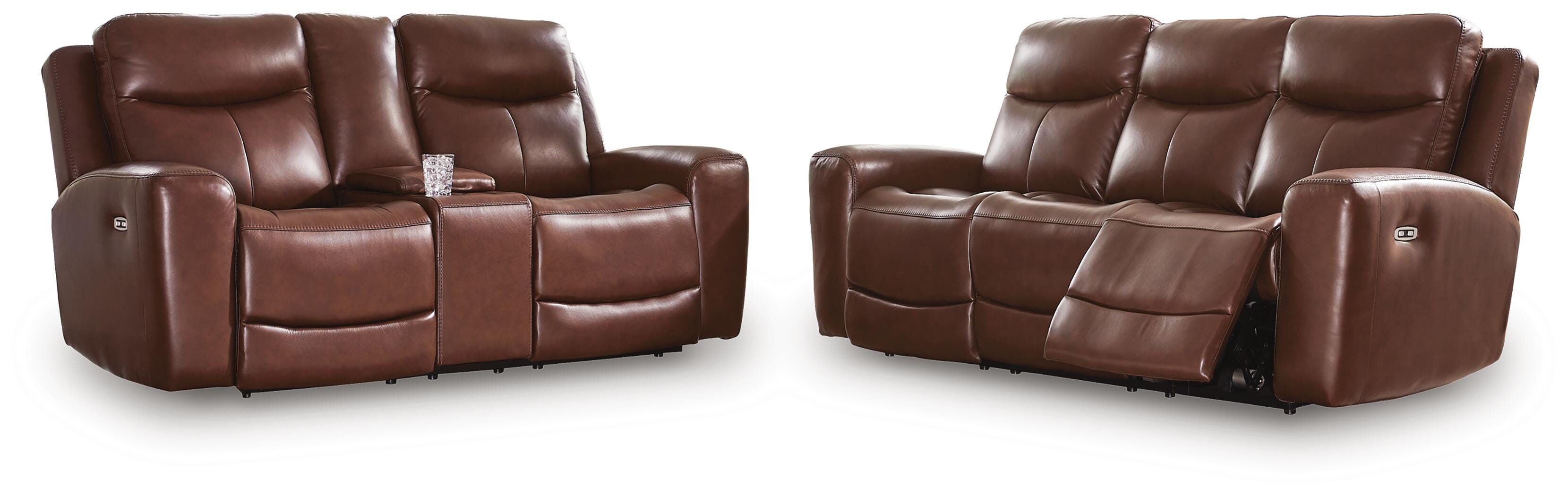 Bexhurst Momentum Moves Dual Power Reclining Leather Sofa and Loveseat Set