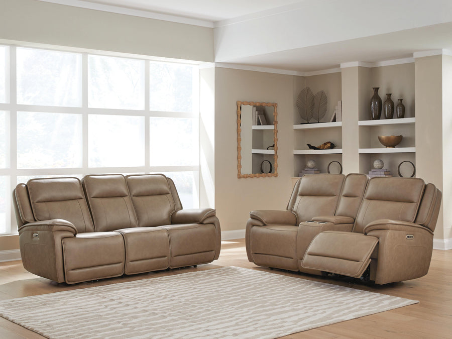 Glencroft Malcesine Dual Power Leather Reclining Sofa and Loveseat