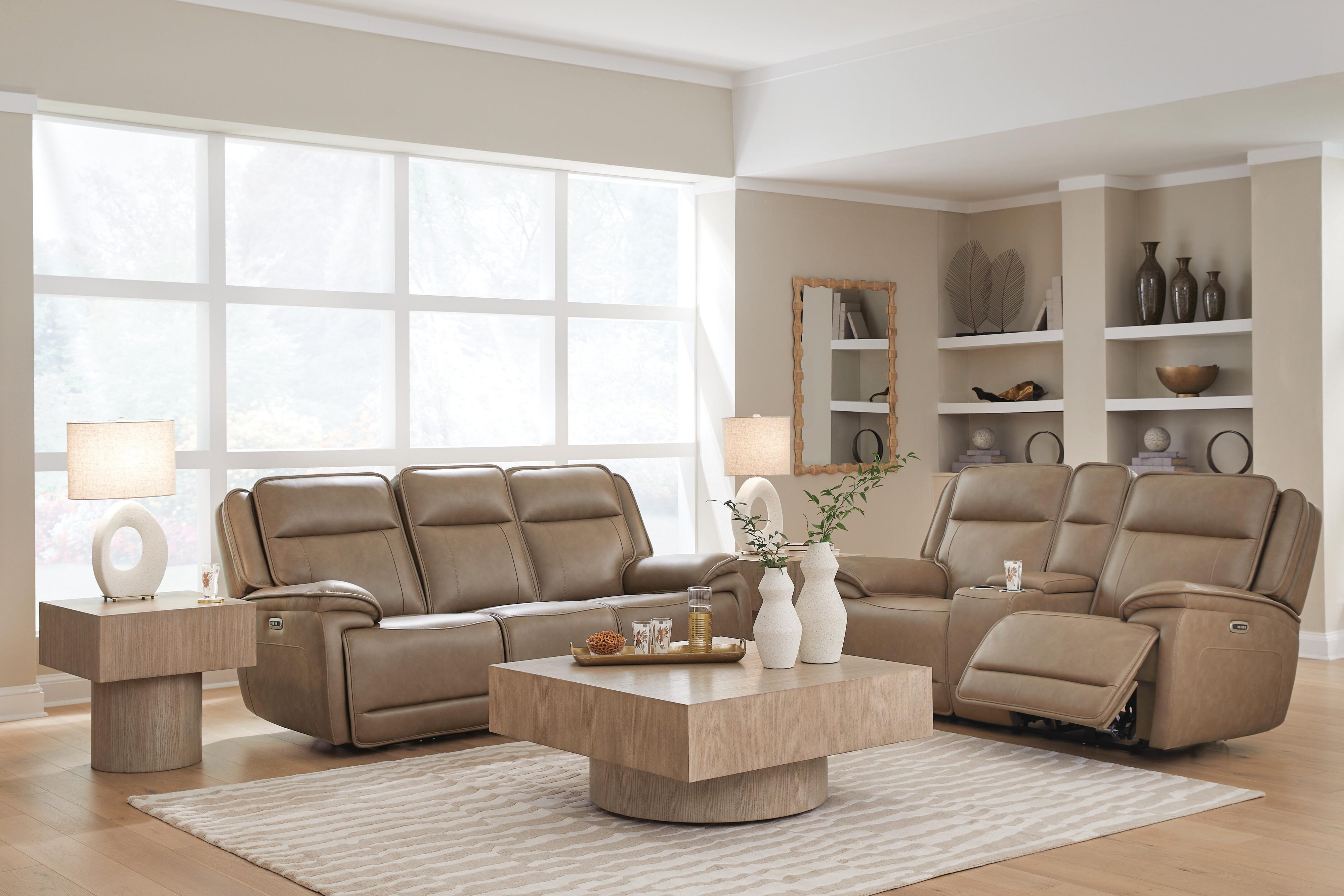 Glencroft Malcesine Dual Power Leather Reclining Sofa and Loveseat