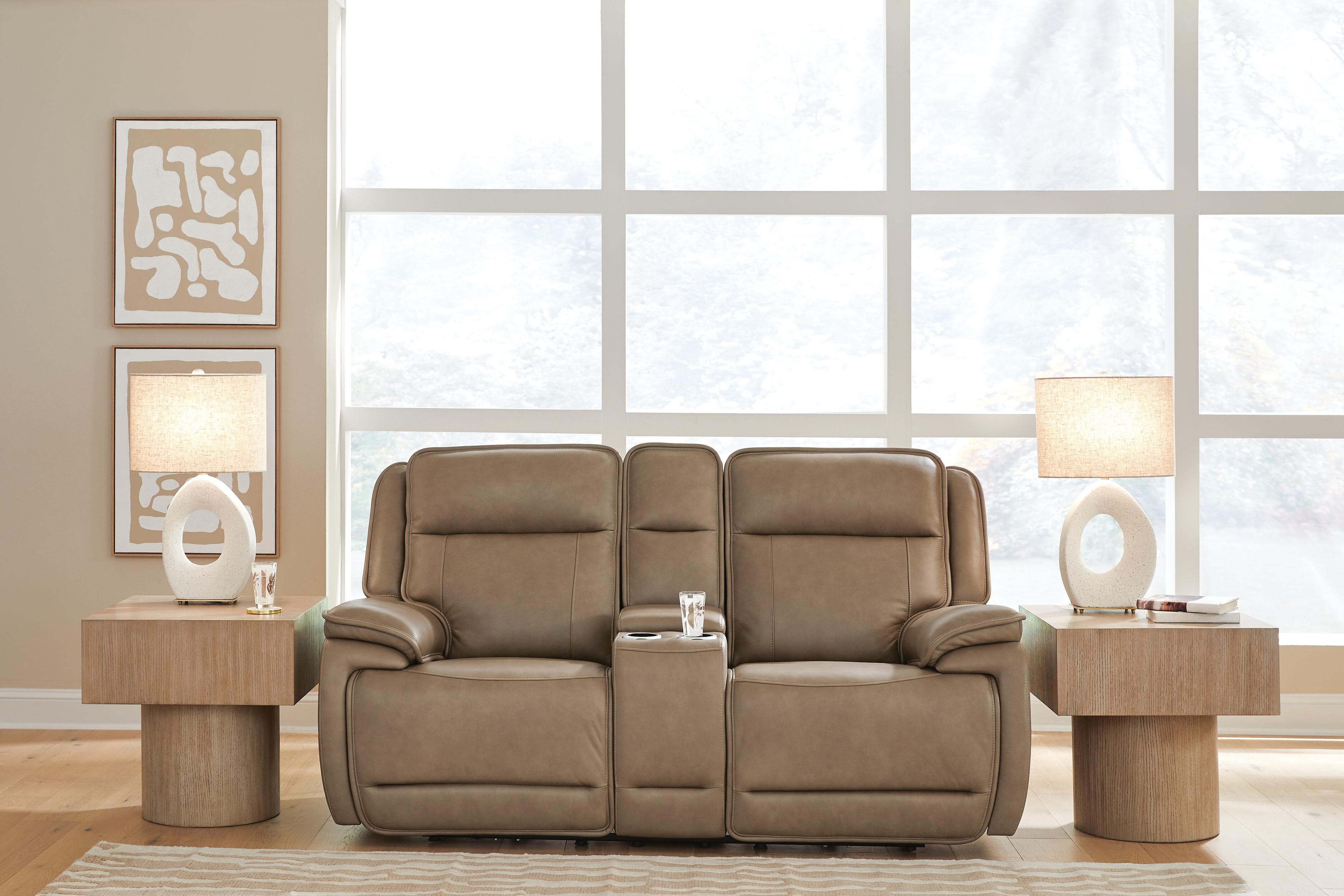 Glencroft Malcesine Dual Power Leather Reclining Sofa and Loveseat