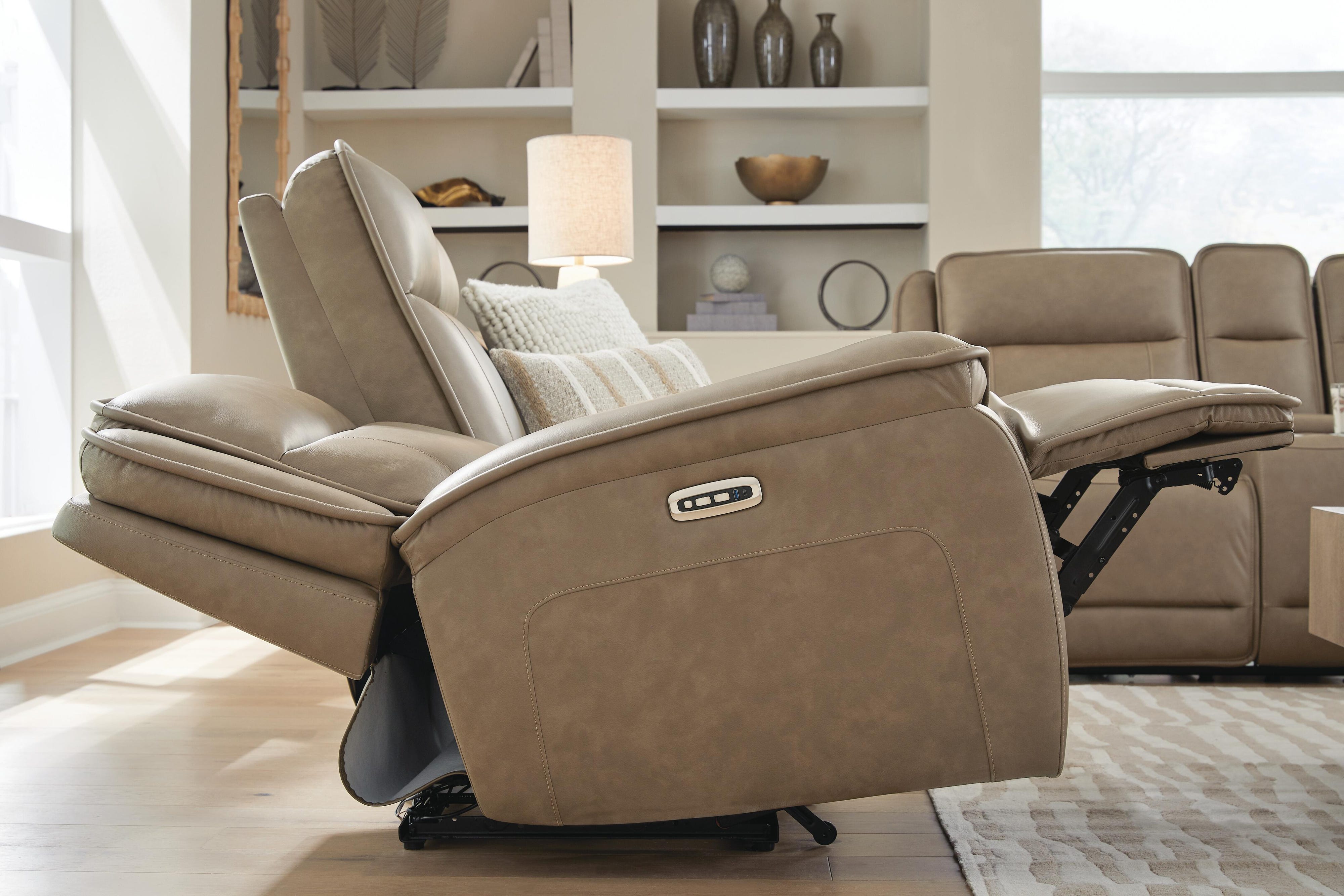 Glencroft Malcesine Dual Power Leather Reclining Sofa and Loveseat