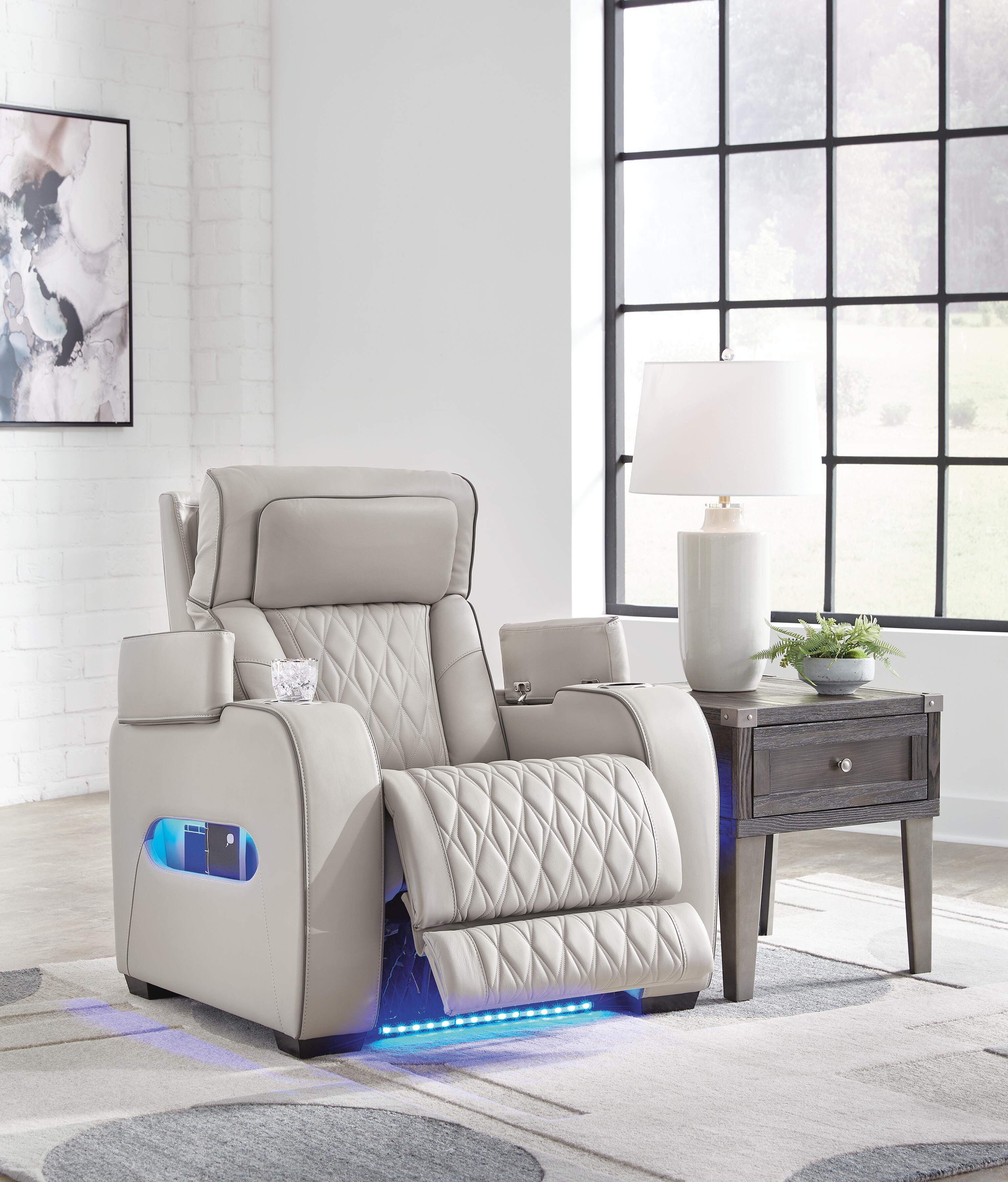 Boyington Dual Power Leather Sofa, Loveseat and Recliner