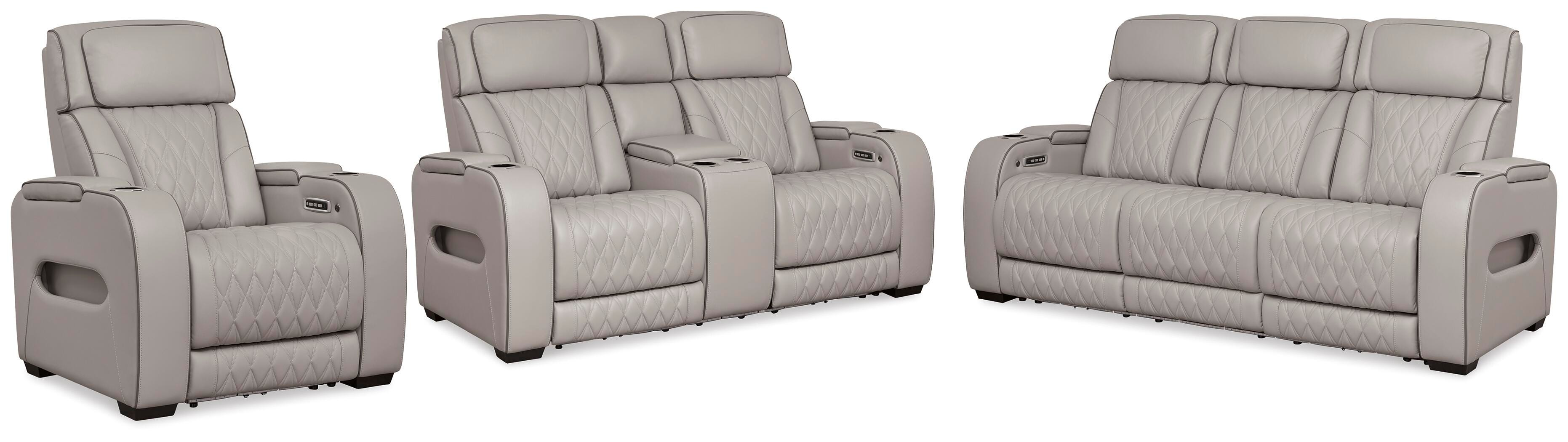 Boyington Dual Power Leather Sofa, Loveseat and Recliner