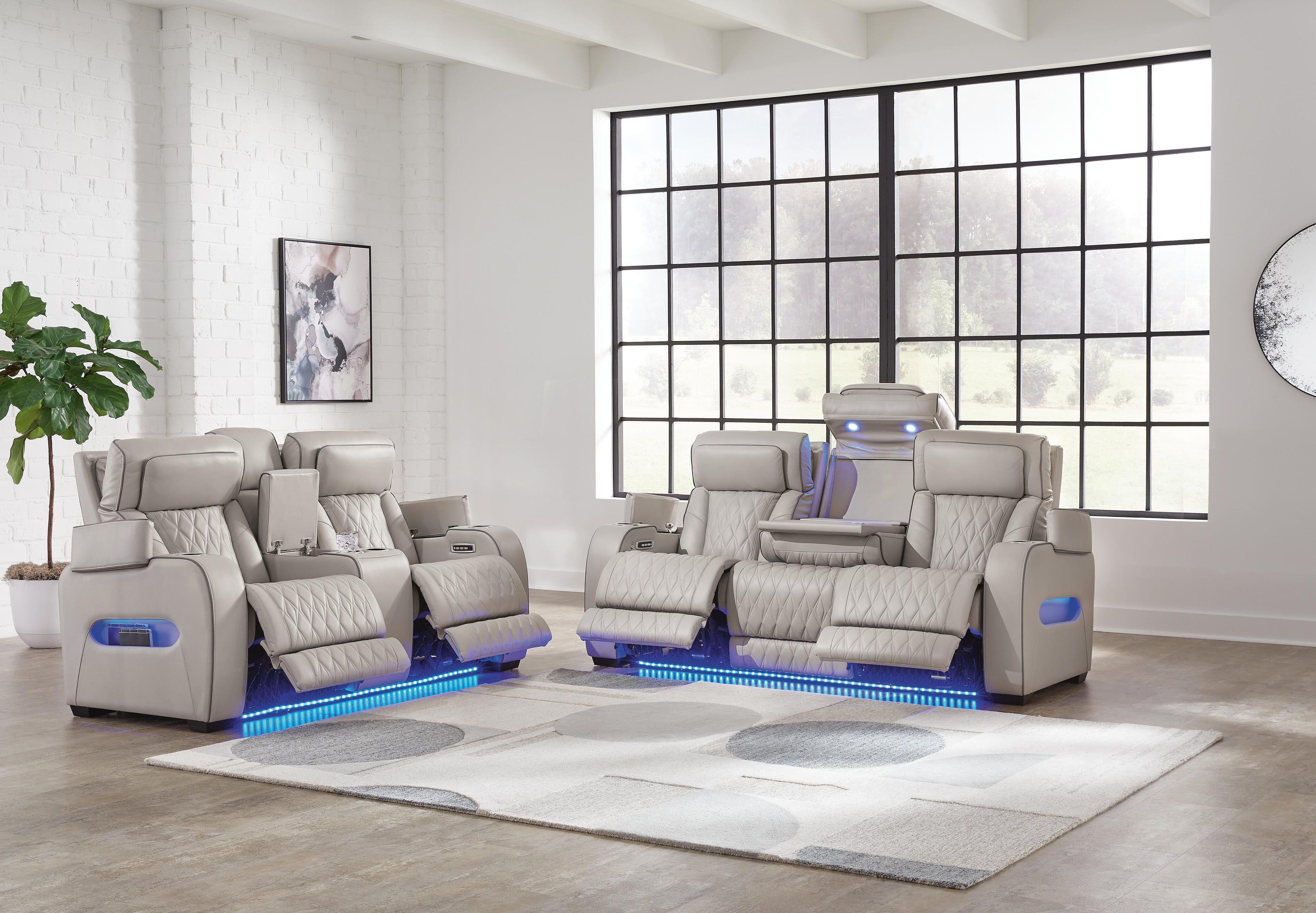 Boyington Dual Power Leather Reclining Sofa and Loveseat