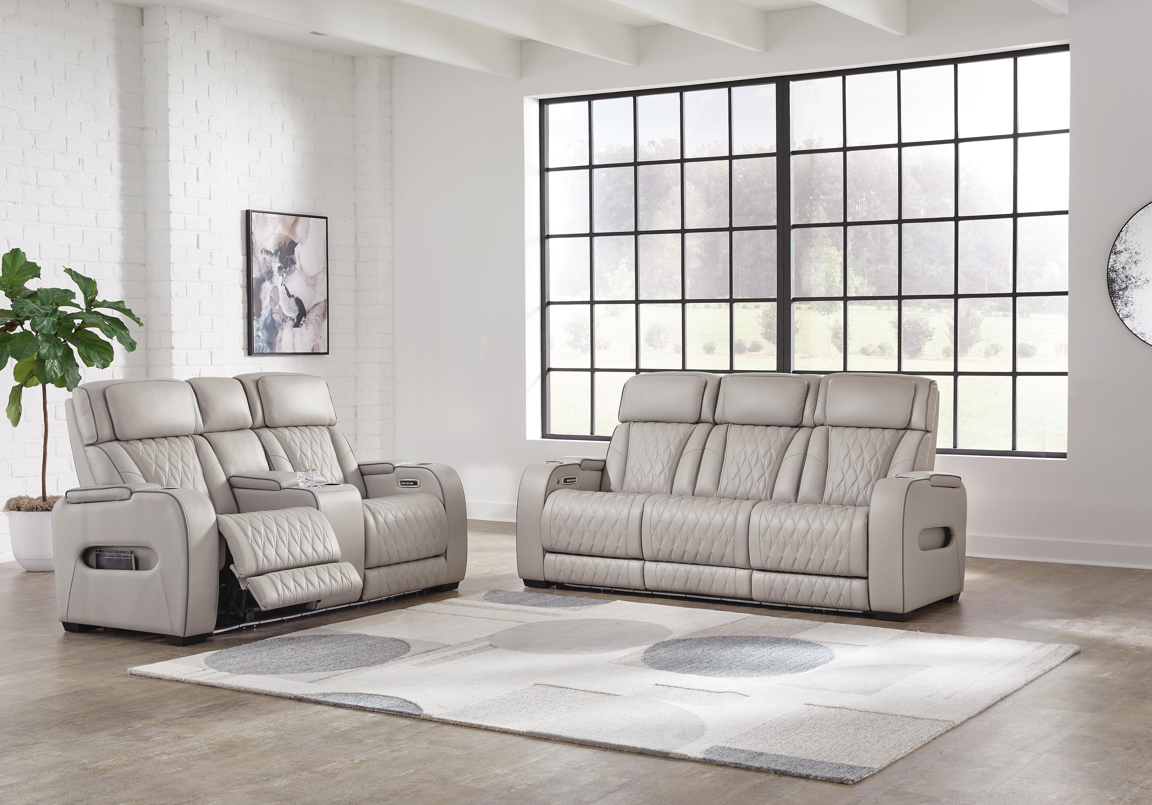 Boyington Dual Power Leather Reclining Sofa and Loveseat