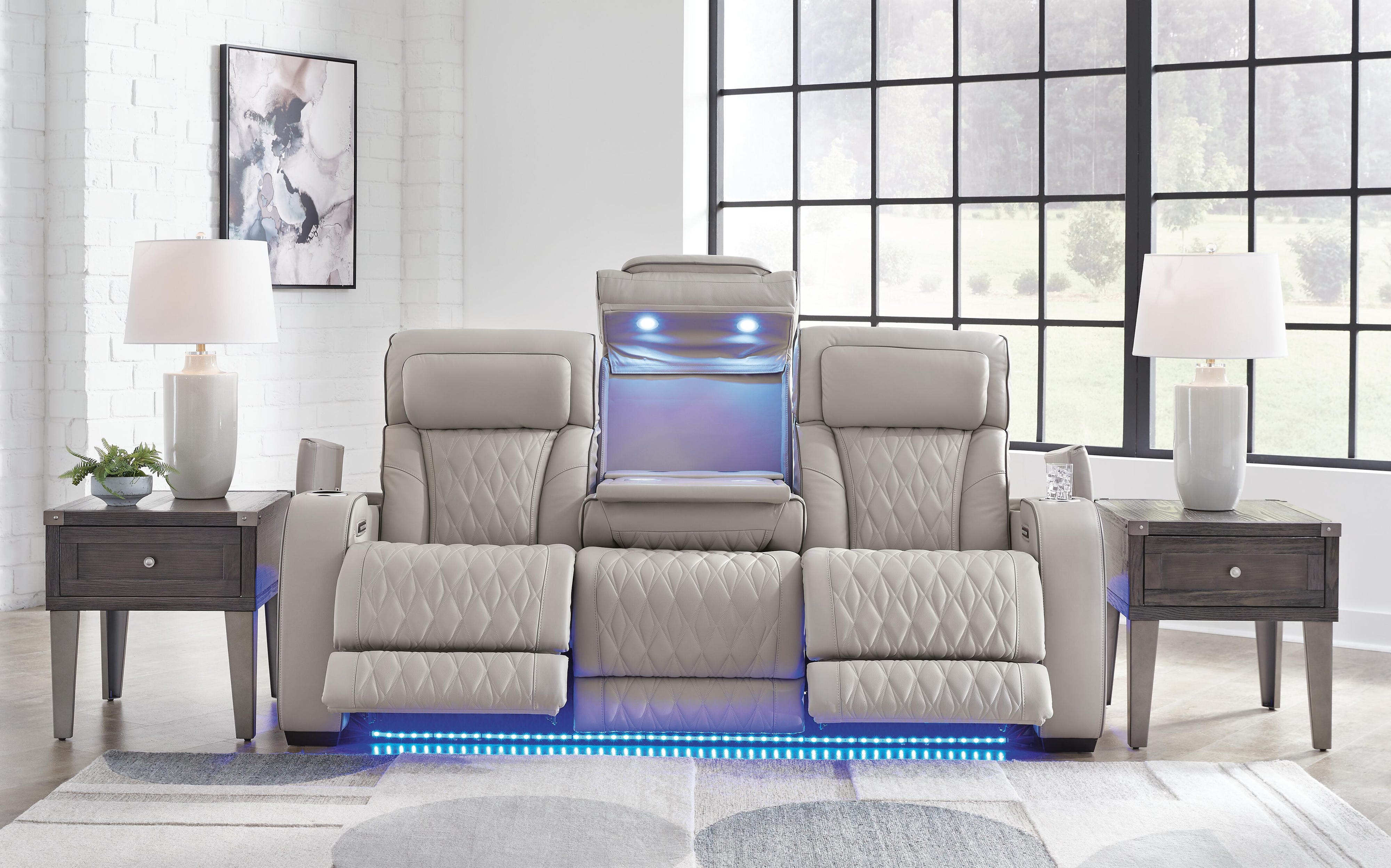 Boyington Dual Power Leather Sofa, Loveseat and Recliner