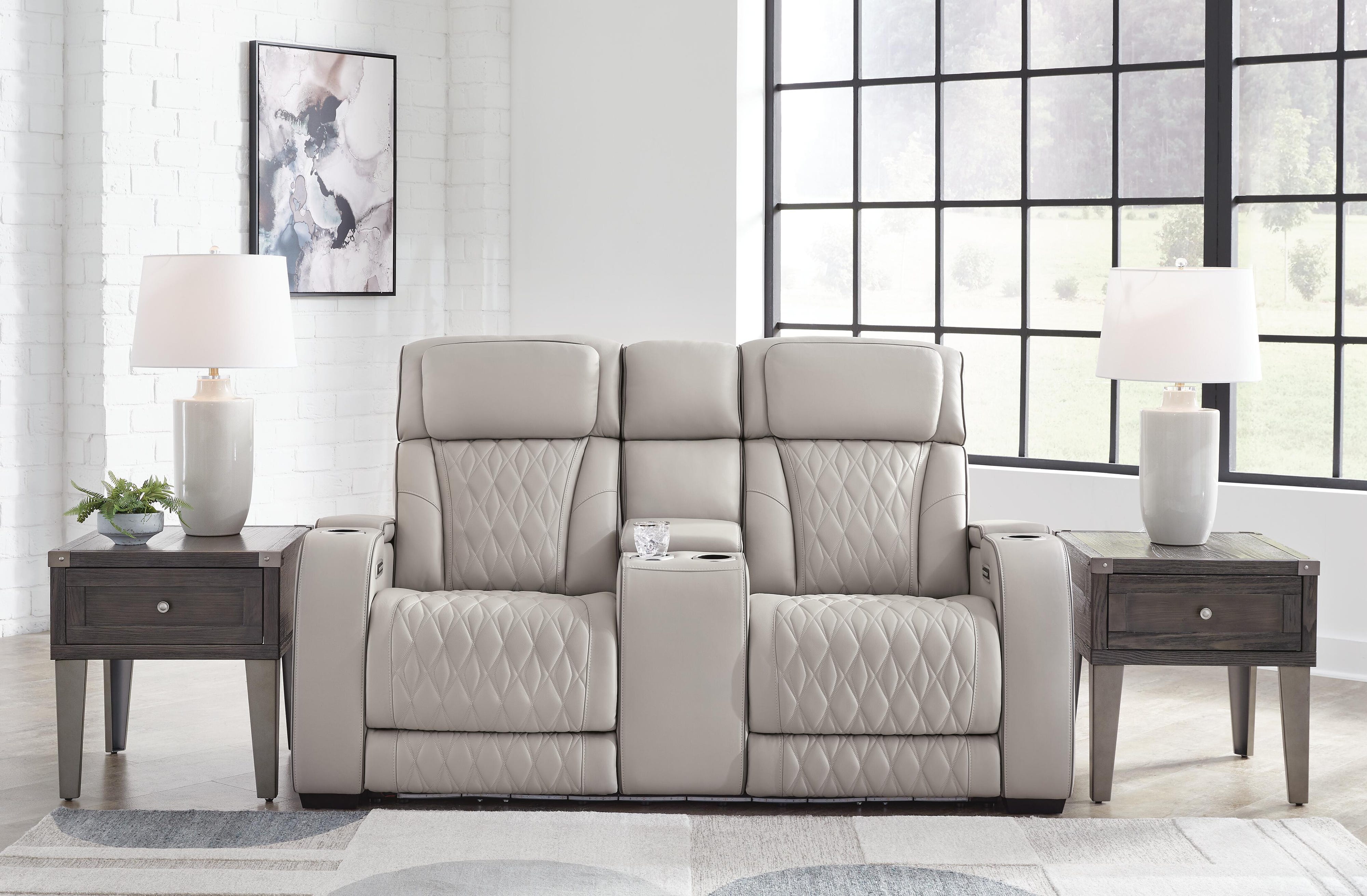 Boyington Dual Power Leather Sofa, Loveseat and Recliner