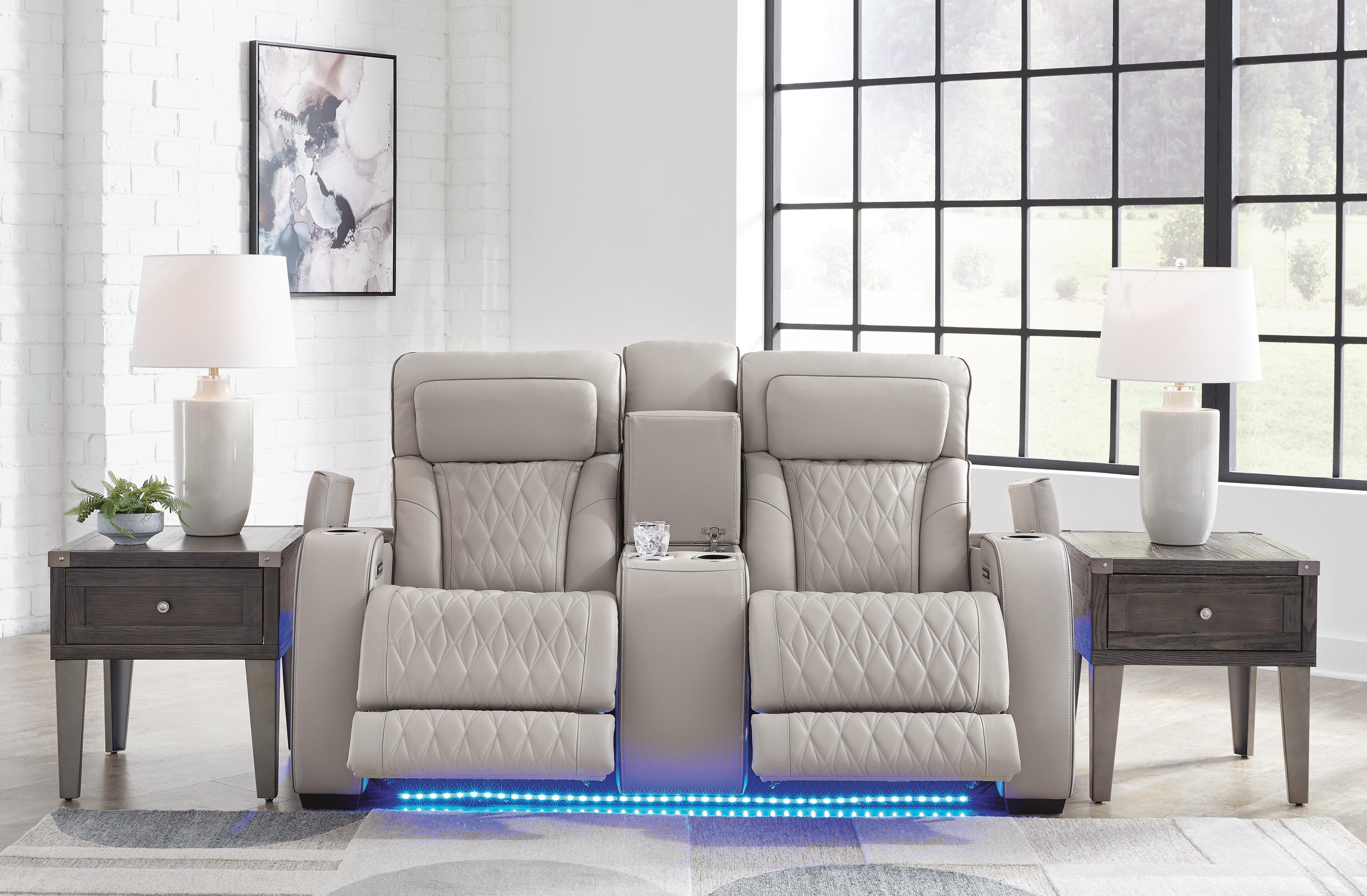Boyington Dual Power Leather Sofa, Loveseat and Recliner