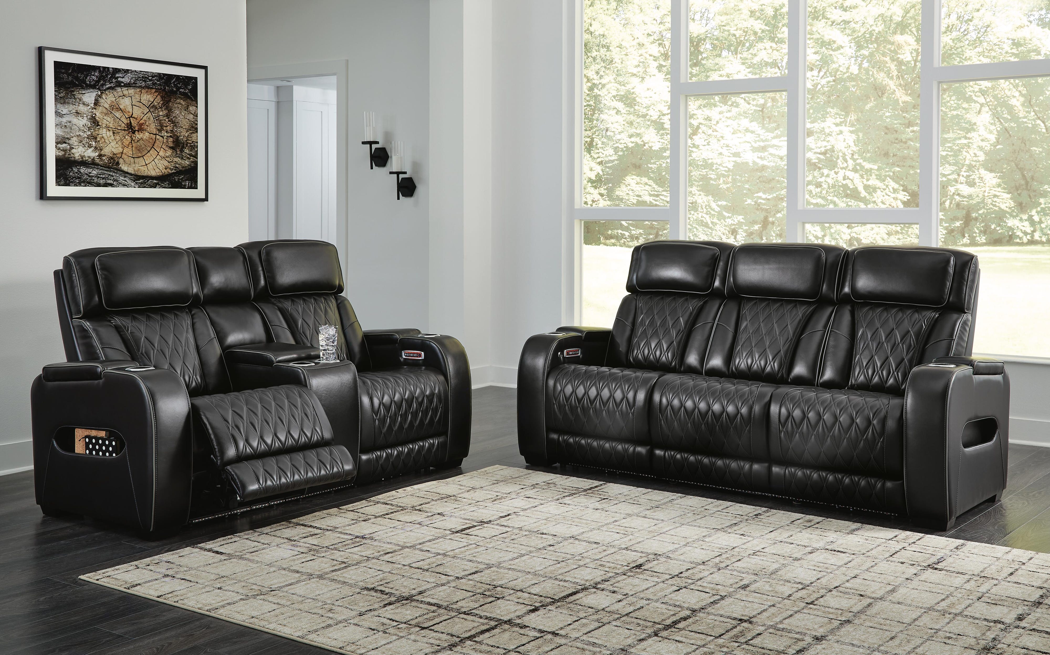 Boyington Dual Power Leather Reclining Sofa and Loveseat