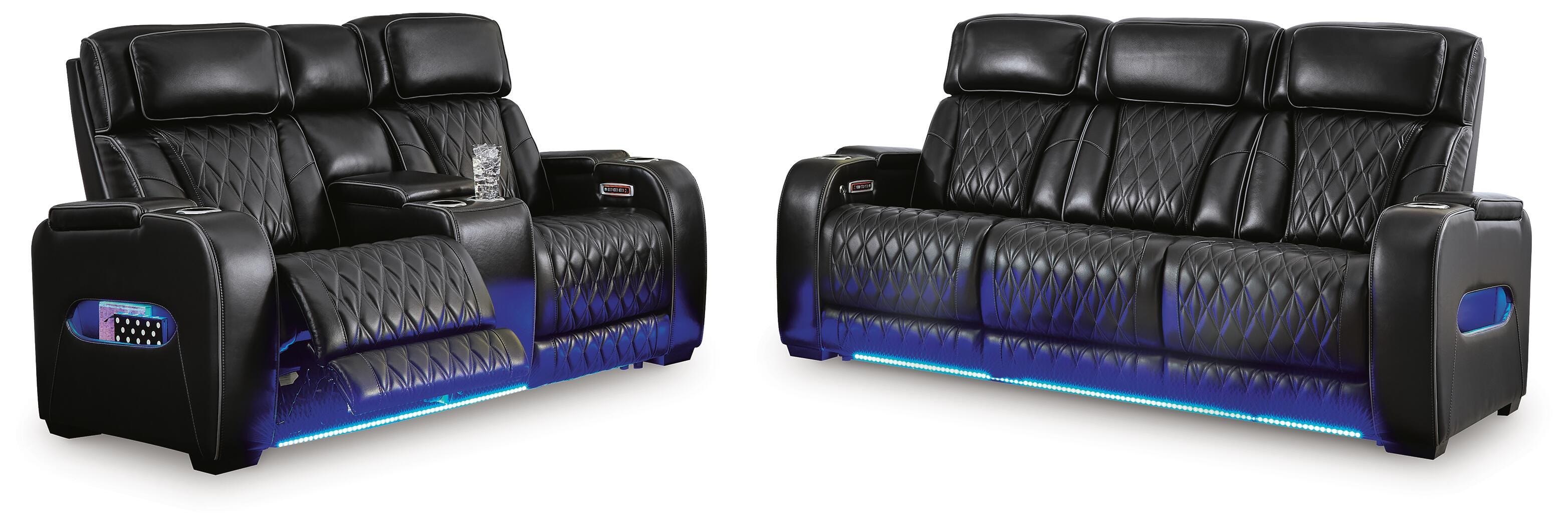 Boyington Dual Power Leather Reclining Sofa and Loveseat