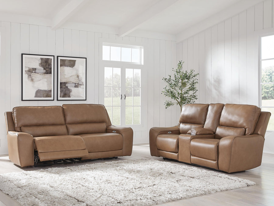 DeepWakes Silverbrooke Dual Power Leather Reclining Sofa and Loveseat