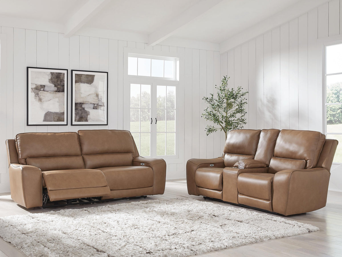 DeepWakes Silverbrooke Dual Power Leather Reclining Sofa and Loveseat