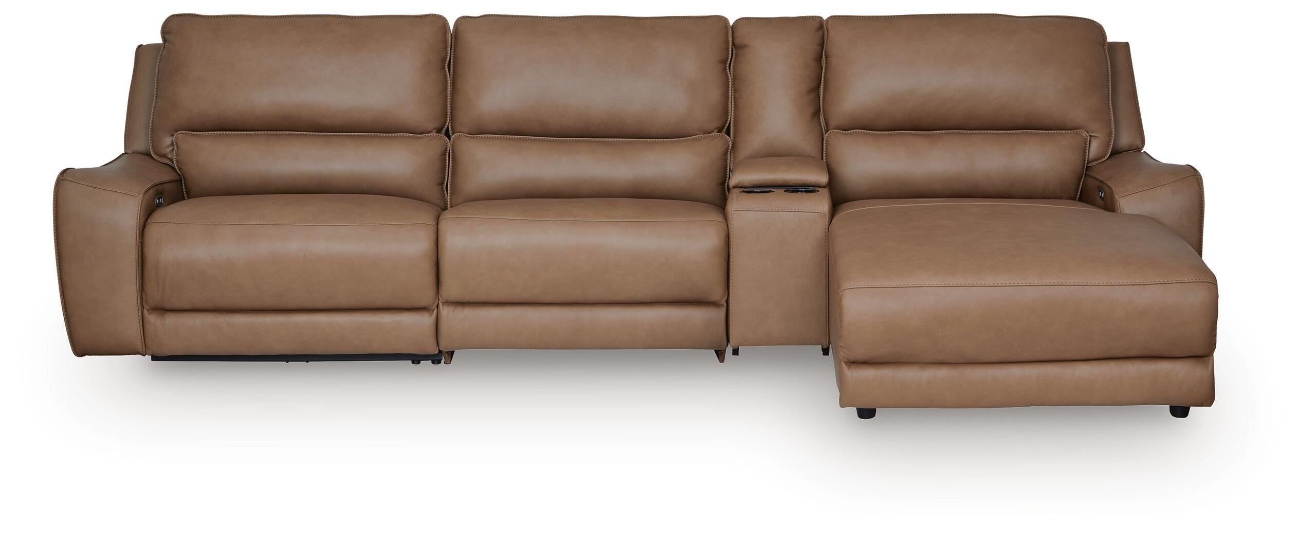 DeepWakes 4-Piece Reclining Sectional with Chaise and Storage Console