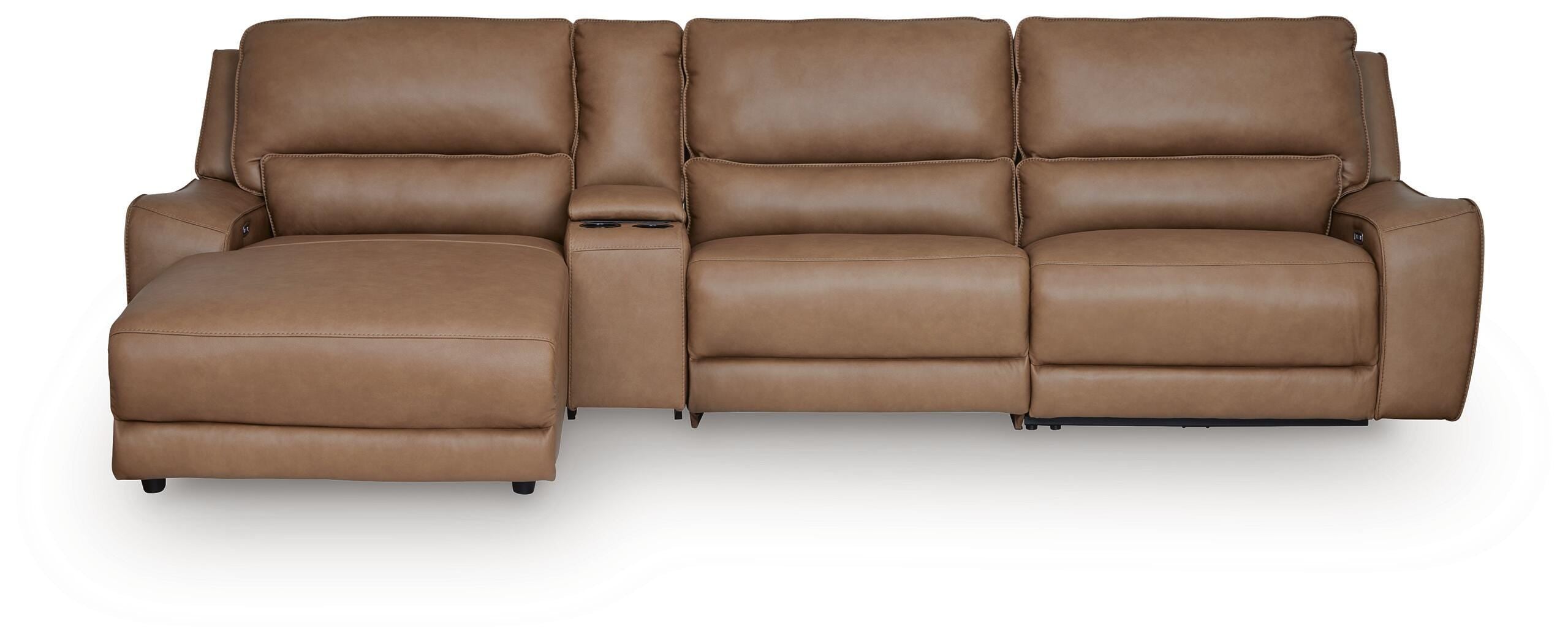 DeepWakes 4-Piece Reclining Sectional with Chaise and Storage Console