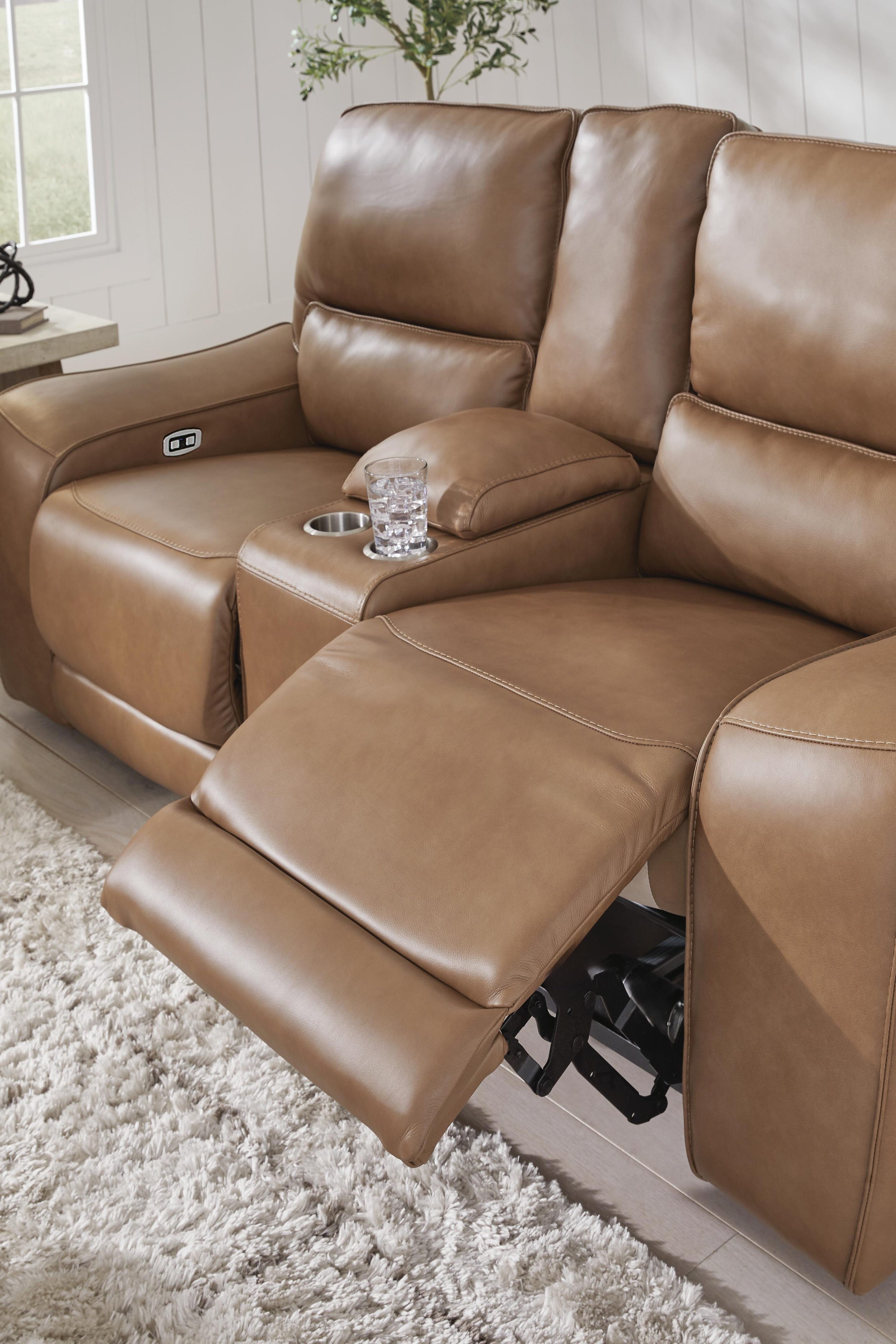 DeepWakes Silverbrooke Dual Power Leather Reclining Sofa and Loveseat