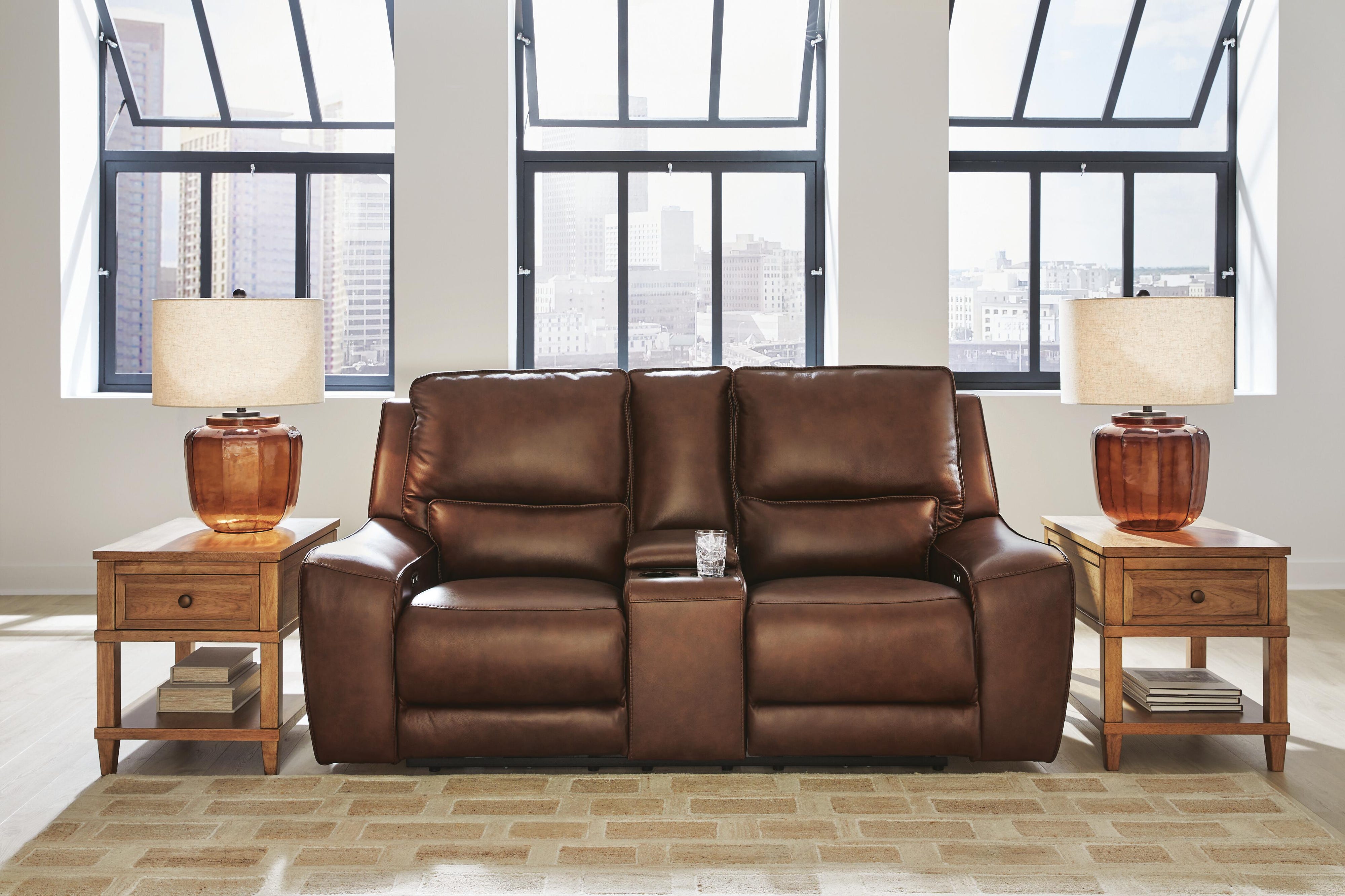 DeepWakes Silverbrooke Dual Power Leather Reclining Sofa and Loveseat