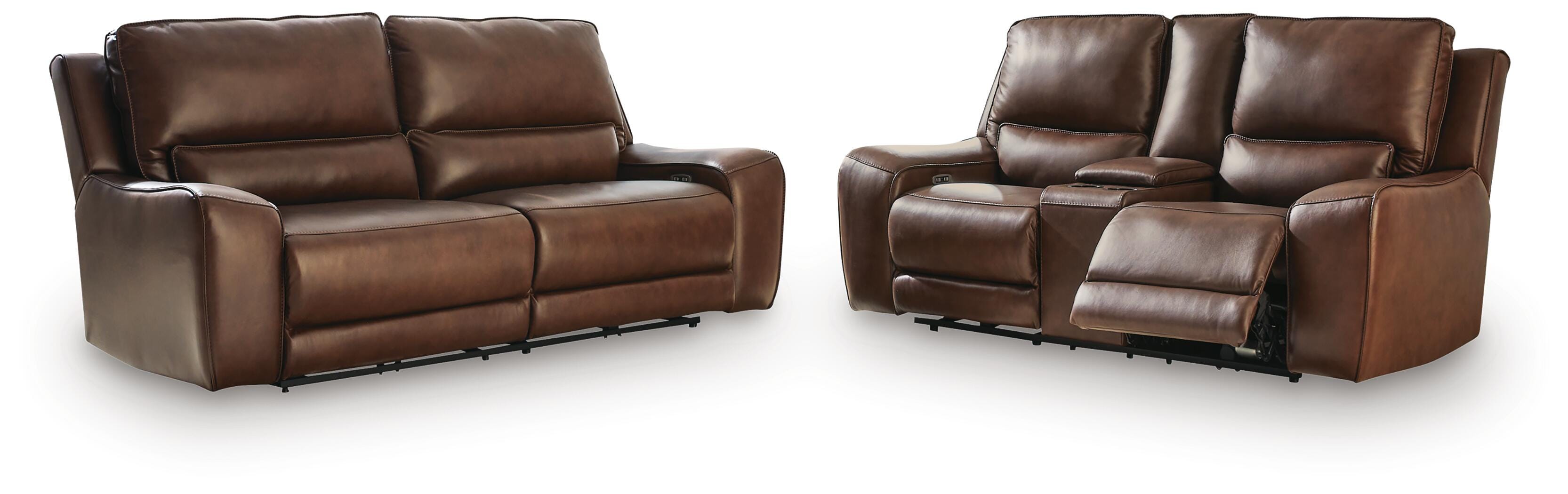 DeepWakes Silverbrooke Dual Power Leather Reclining Sofa and Loveseat