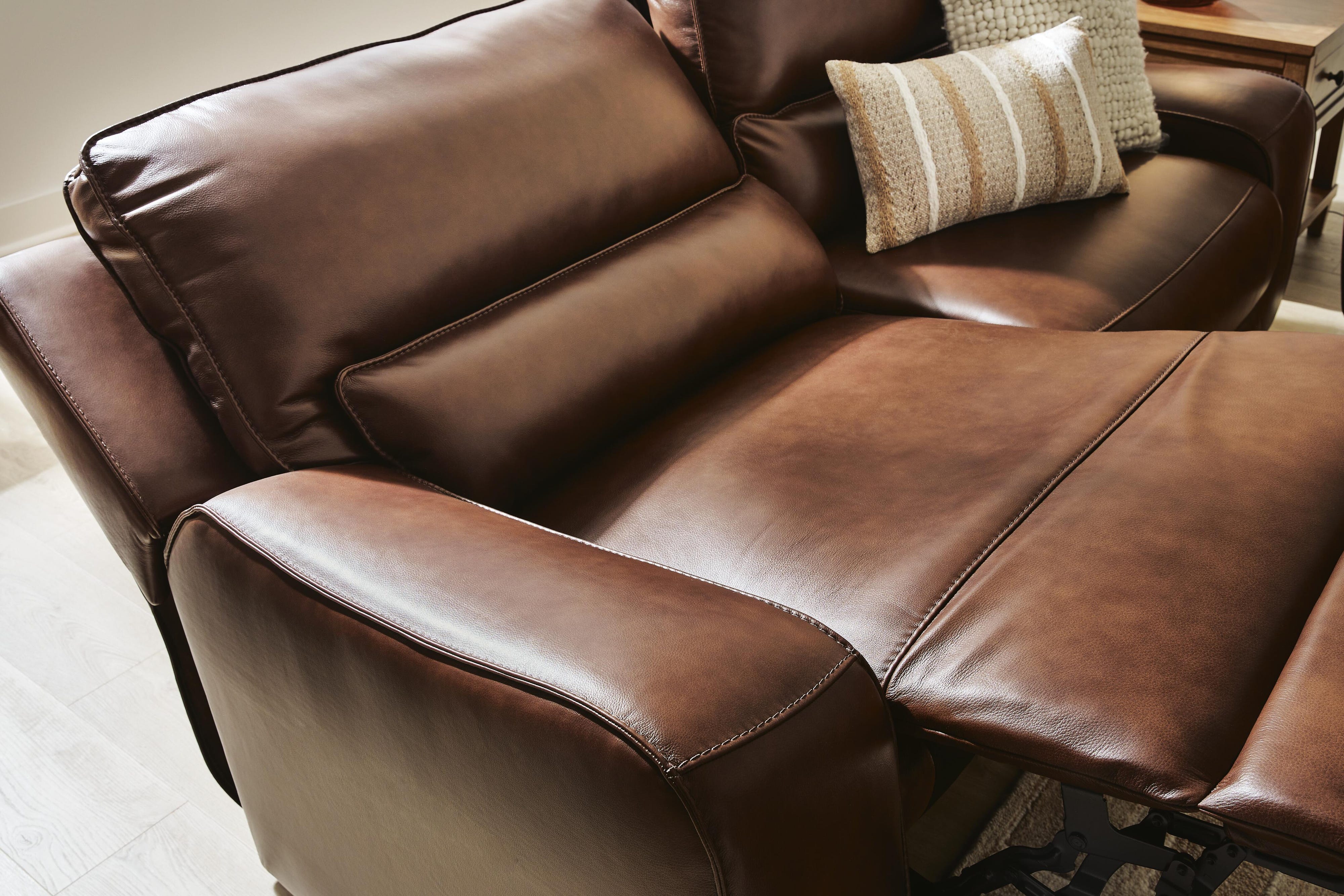 DeepWakes Silverbrooke Dual Power Leather Reclining Sofa and Loveseat