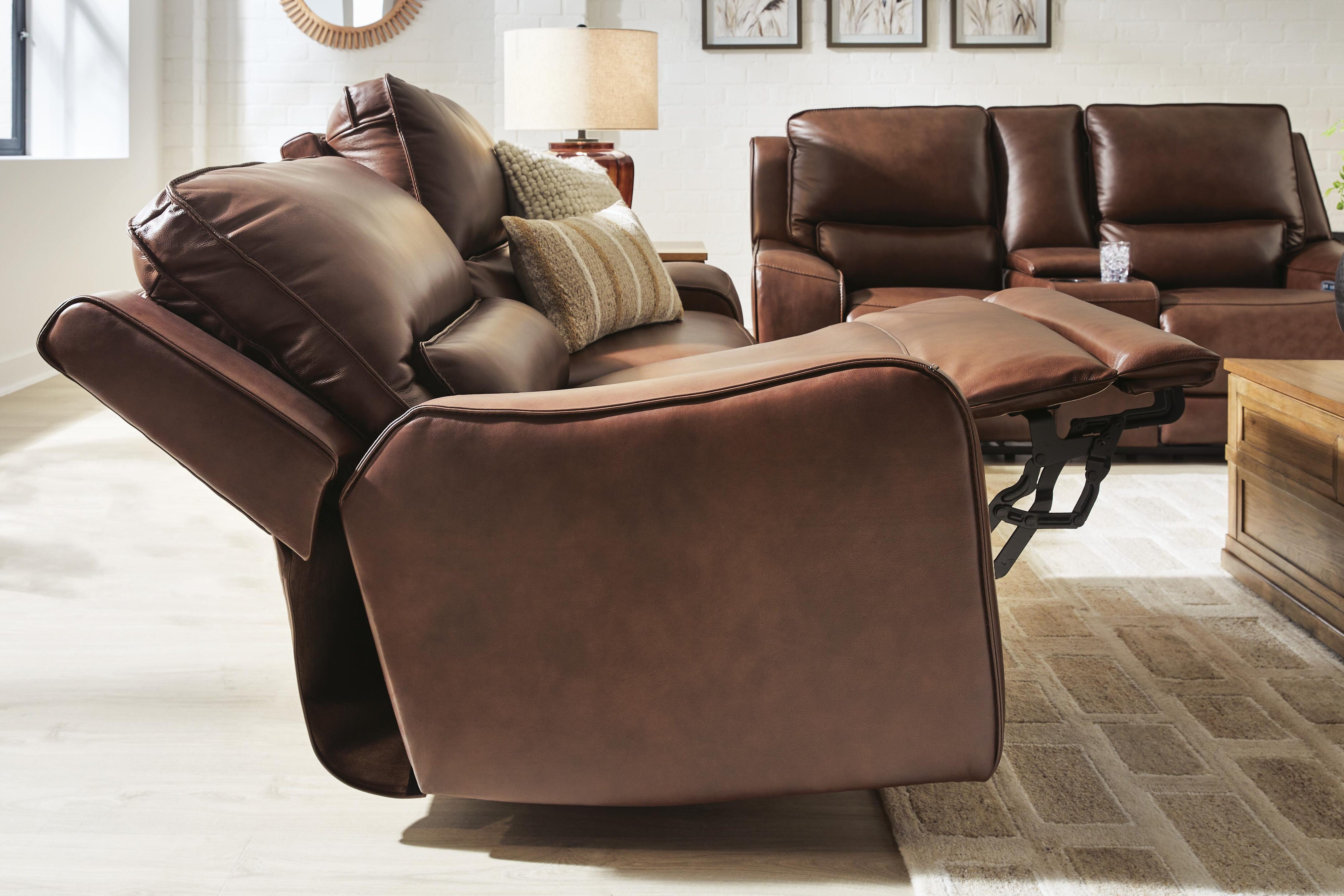 DeepWakes Silverbrooke Dual Power Leather Reclining Sofa and Loveseat