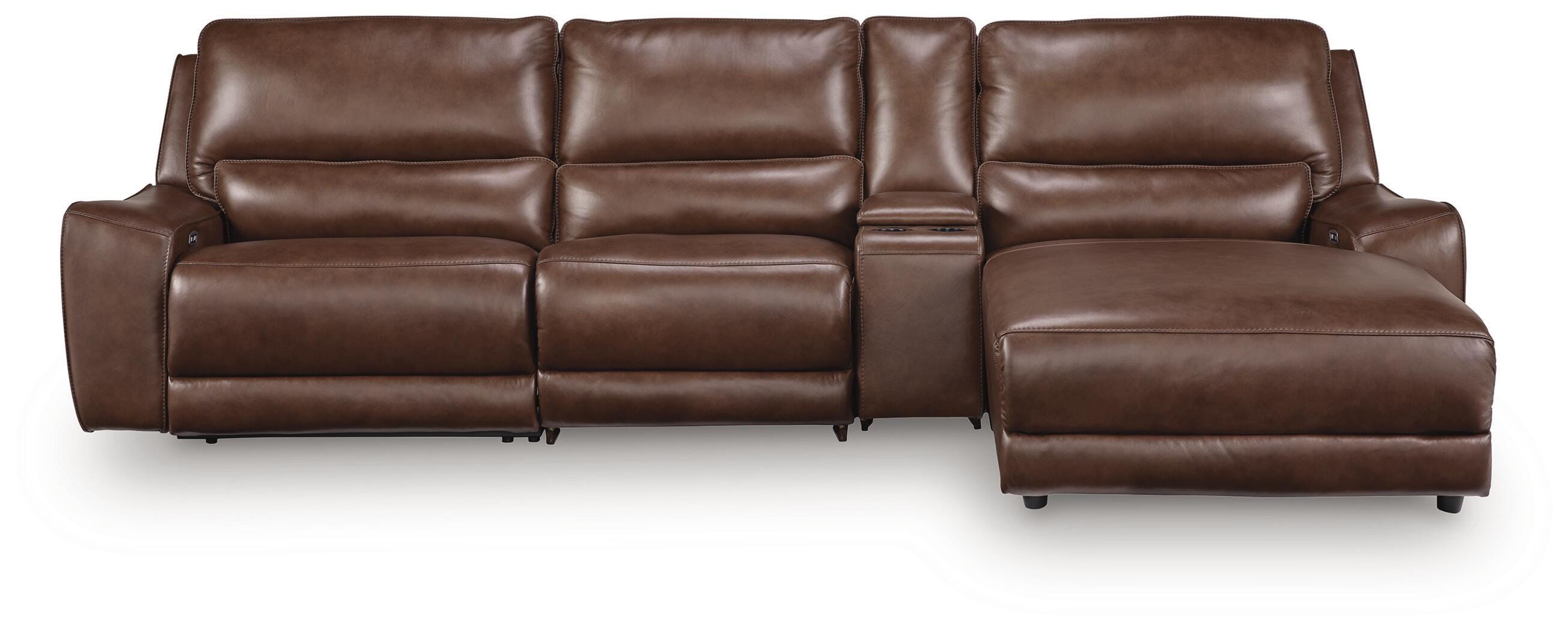 DeepWakes 4-Piece Reclining Sectional with Chaise and Storage Console