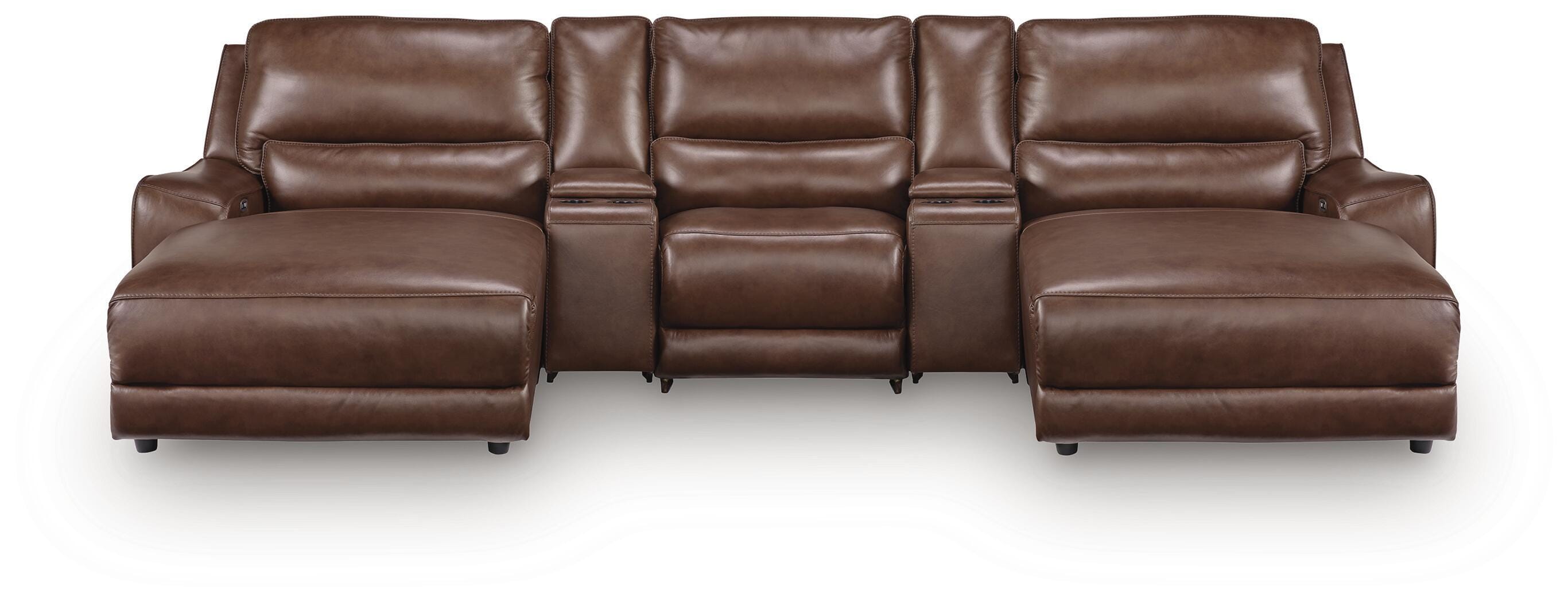 DeepWakes 5-Piece Reclining Sectional with Double Chaise and Storage Consoles