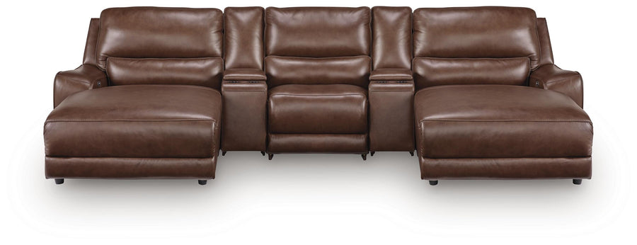 DeepWakes 5-Piece Reclining Sectional with Double Chaise and Storage Consoles