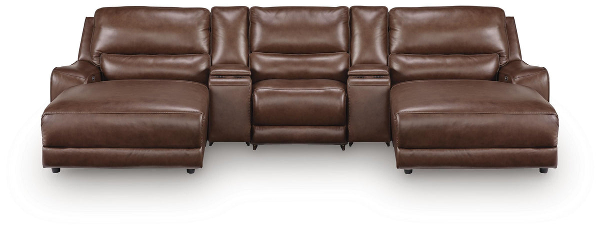 DeepWakes 5-Piece Reclining Sectional with Double Chaise and Storage Consoles