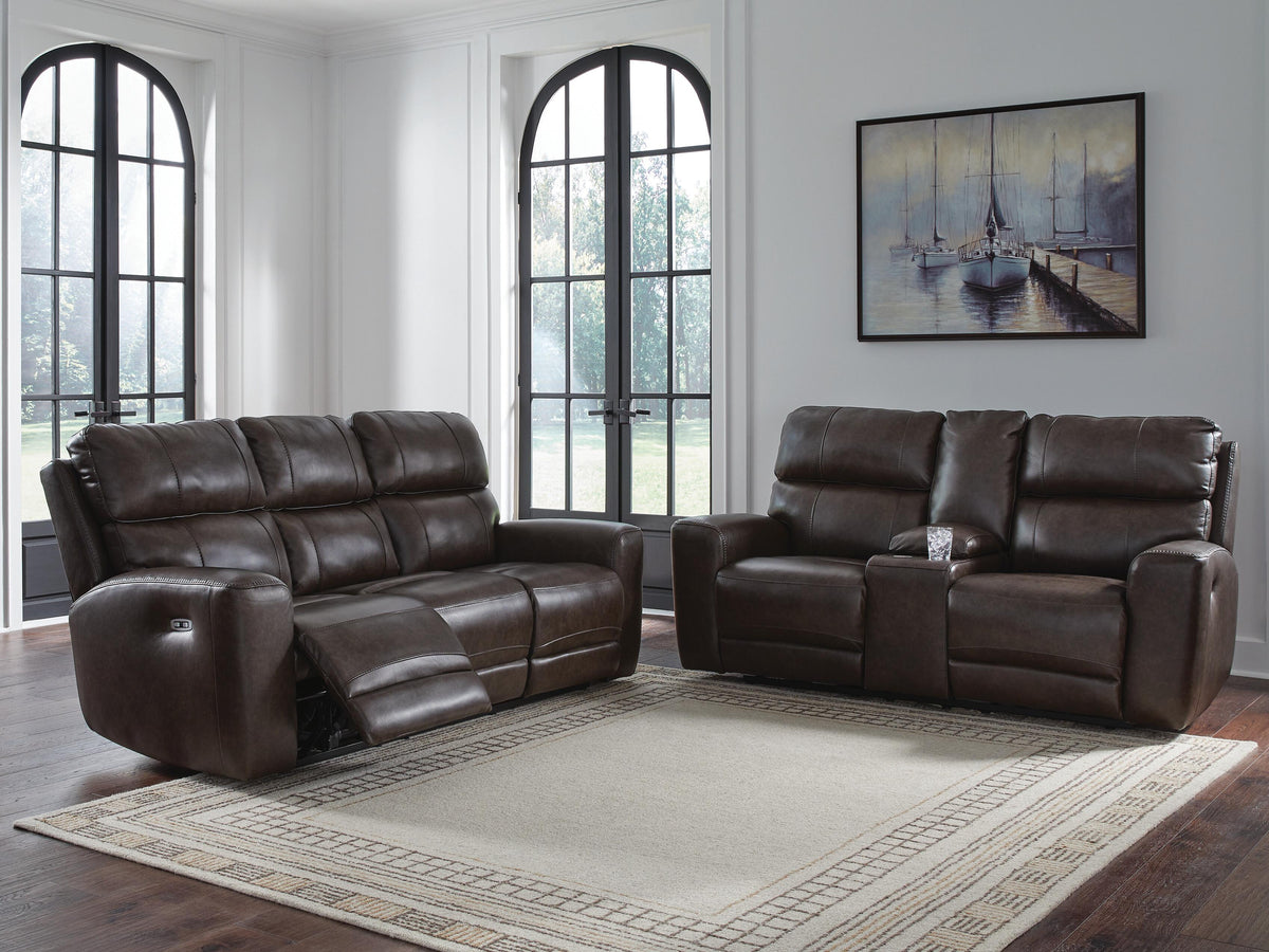 Crossplex Beadel Dual Power Leather Reclining Sofa and Loveseat