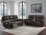 Crossplex Beadel Dual Power Leather Reclining Sofa and Loveseat