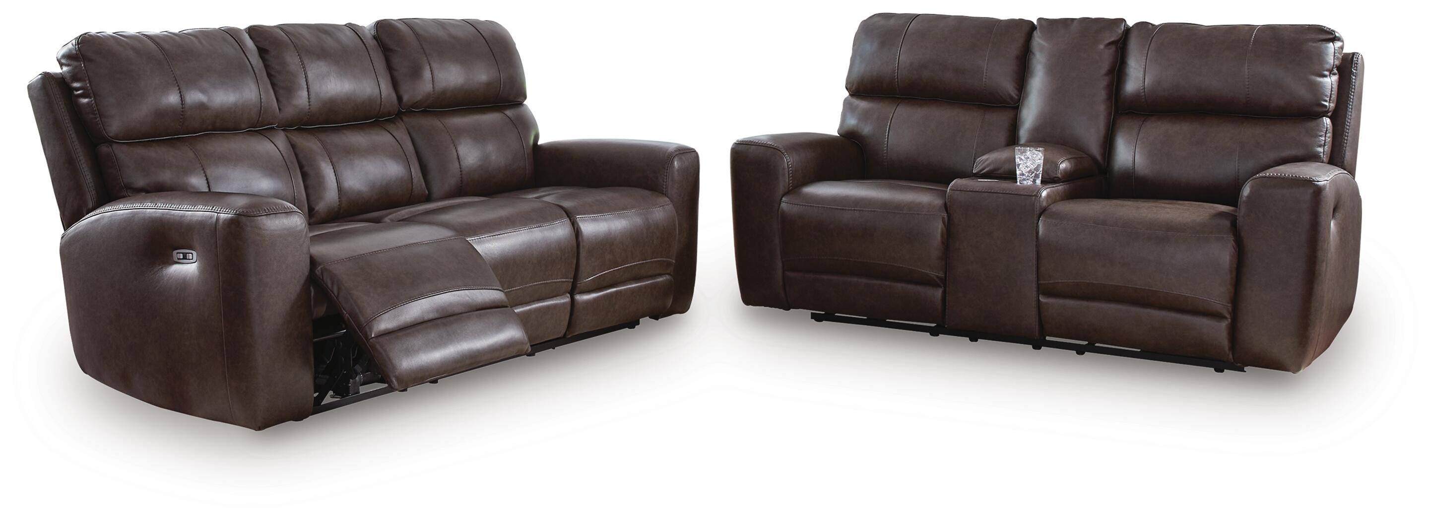 Crossplex Beadel Dual Power Leather Reclining Sofa and Loveseat