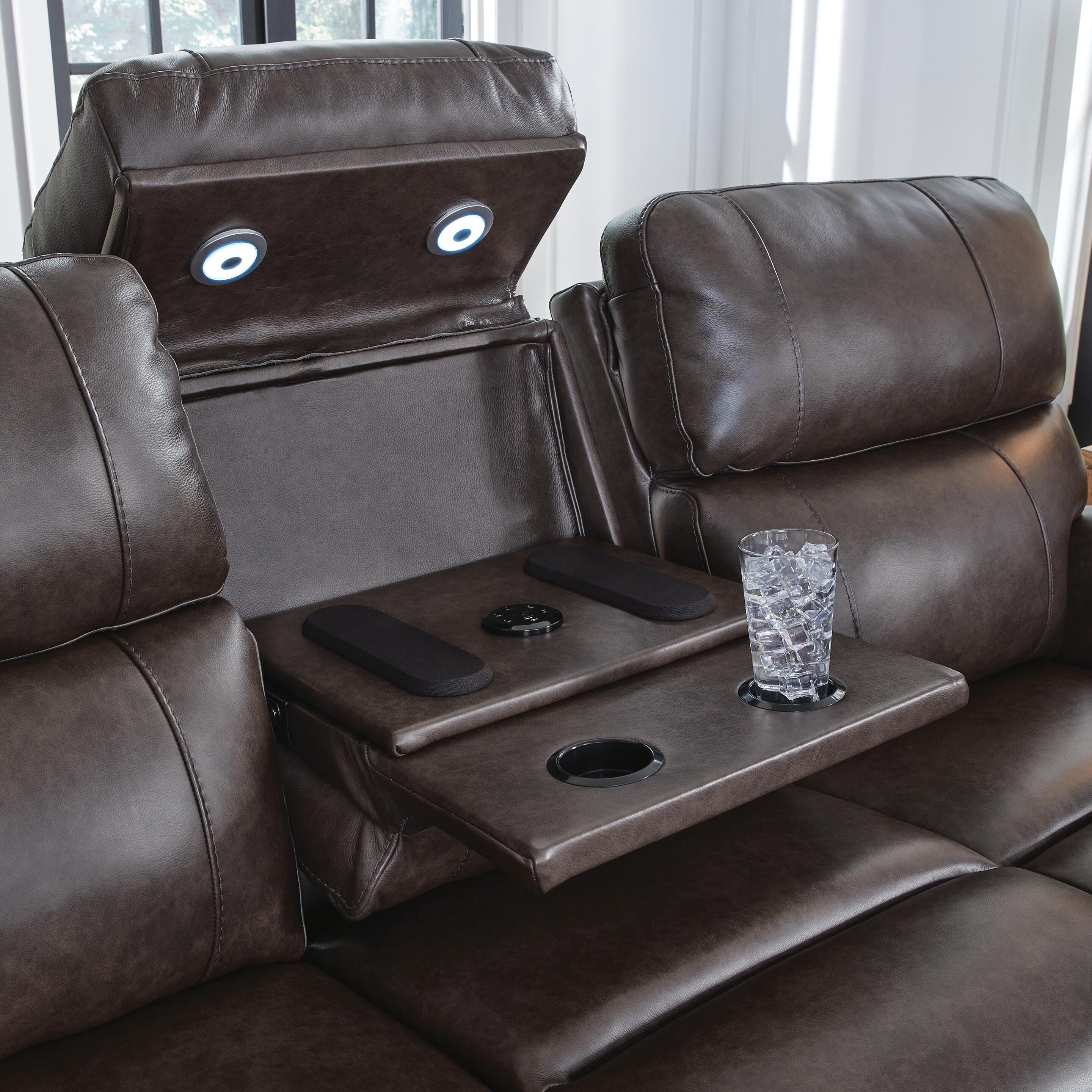 Crossplex Beadel Dual Power Leather Reclining Sofa and Loveseat
