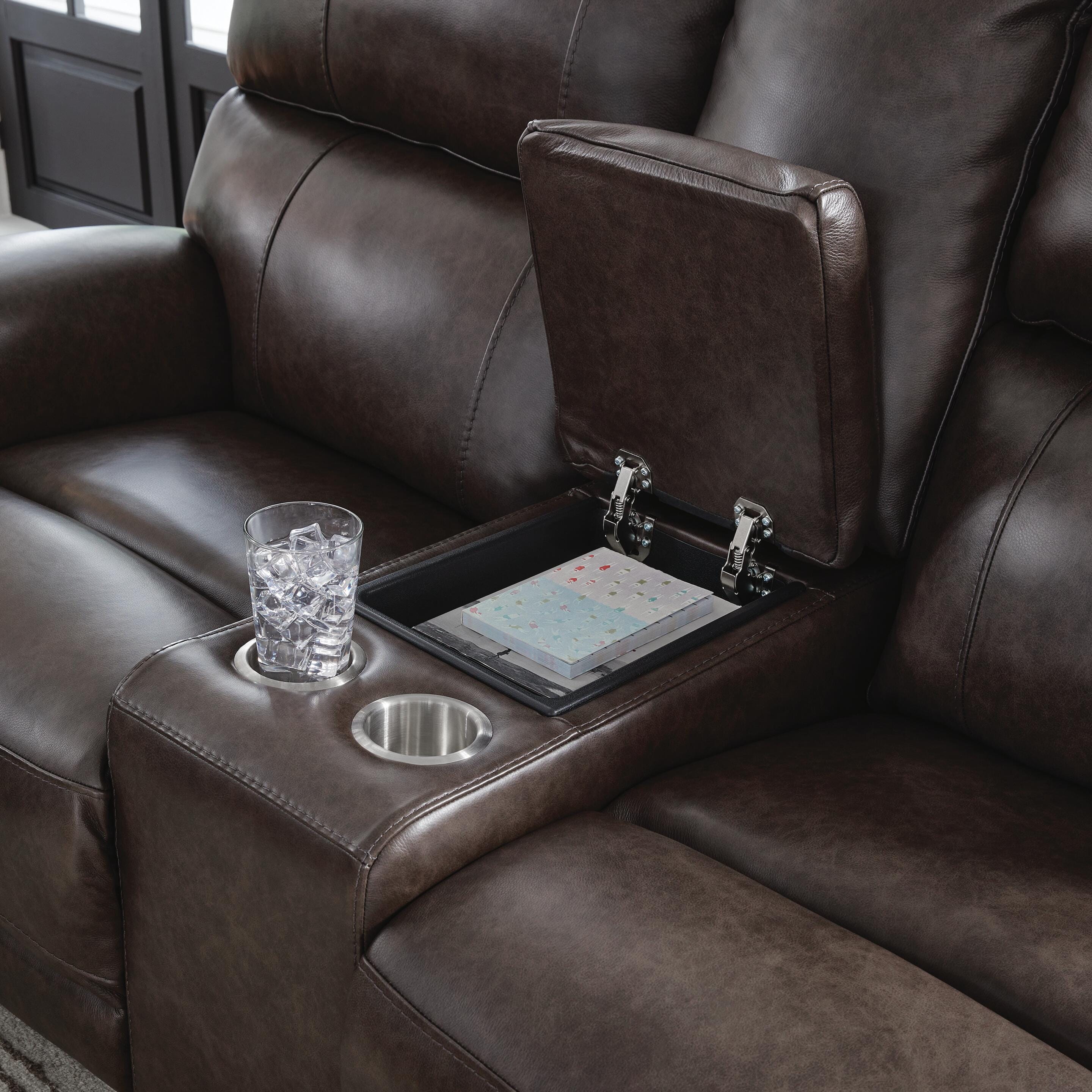 Crossplex Beadel Dual Power Leather Reclining Sofa and Loveseat