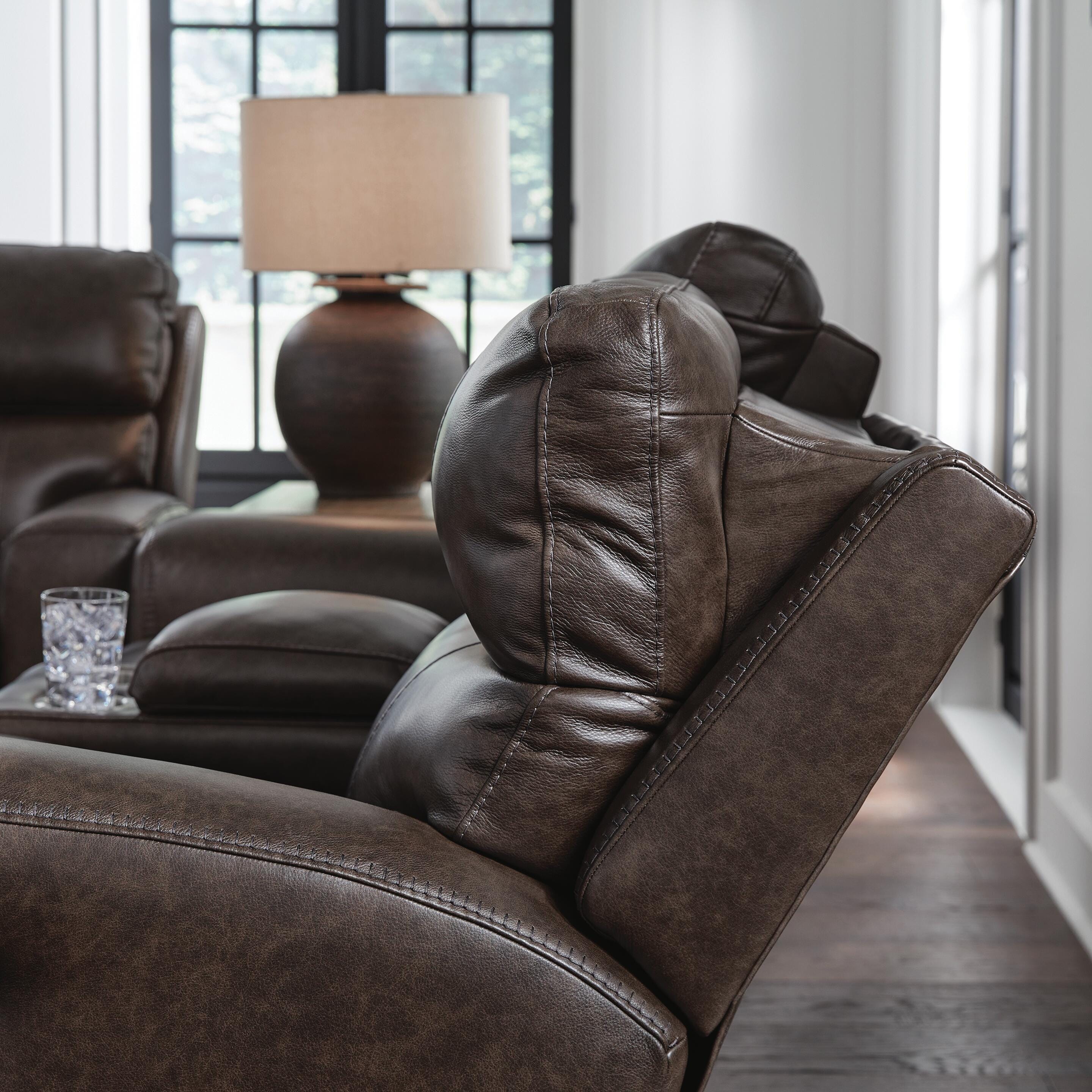 Crossplex Beadel Dual Power Leather Reclining Sofa and Loveseat